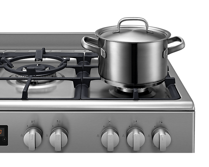 Samsung Cooker 5 Gas Stainless Steel with wide oven Semi inox NY90T5010SS