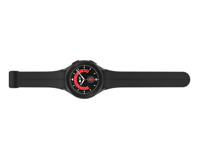 Galaxy Watch5 Pro is a durable smartwatch with fitness tracking, blood pressure tracking, GPS, and long battery life designed for adventurers