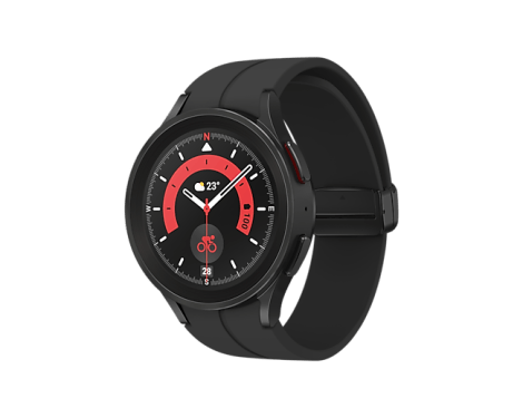 Galaxy Watch5 Pro is a durable smartwatch with fitness tracking, blood pressure tracking, GPS, and long battery life designed for adventurers